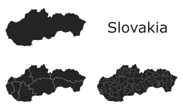 İdari bölgeler, belediyeler, departmanlar ve sınırlarla Slovakya vektör haritaları