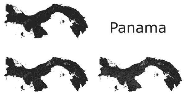 Panama Vector Kaarten Met Administratieve Regio Gemeenten Departementen Grenzen — Stockvector