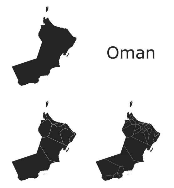 Oman Vector Kaarten Met Administratieve Regio Gemeenten Departementen Grenzen — Stockvector