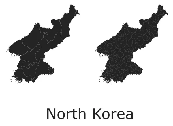 Coreia Norte Mapas Vetoriais Com Regiões Administrativas Municípios Departamentos Fronteiras — Vetor de Stock