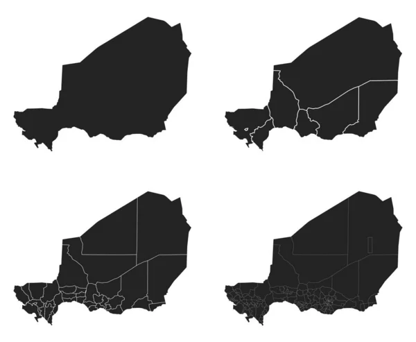 Niger Vector Maps Administrative Regions Municipalities Departments Borders — Stock Vector
