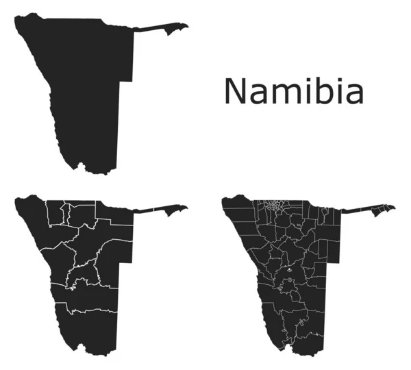 Mapa Wektorów Namibii Regionami Administracyjnymi Gminami Departamentami Granicami — Wektor stockowy