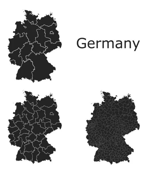 Deutschland Vektorkarten Mit Verwaltungsregionen Gemeinden Departements Grenzen — Stockvektor