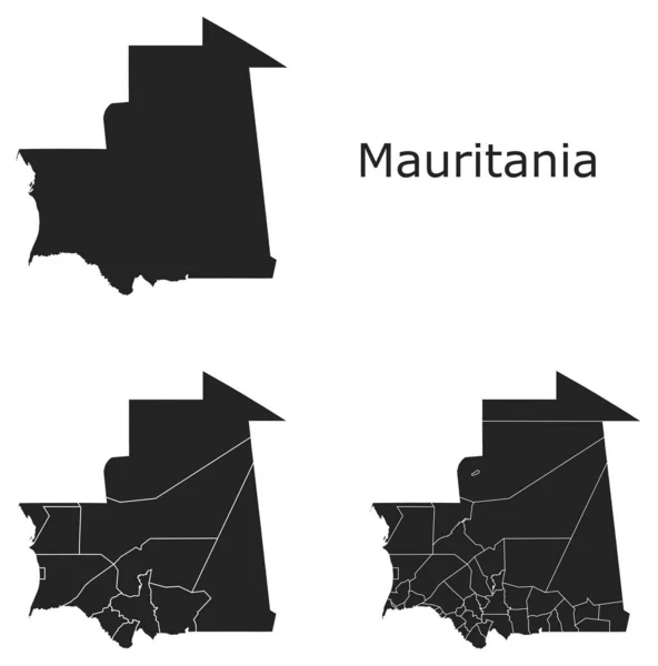 モーリタニアのベクトル図は 行政区 市町村 国境とともに — ストックベクタ