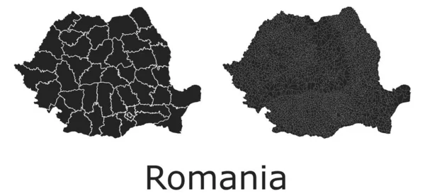 Rumuńskie Mapy Wektorowe Regionami Administracyjnymi Gminami Departamentami Granicami — Wektor stockowy