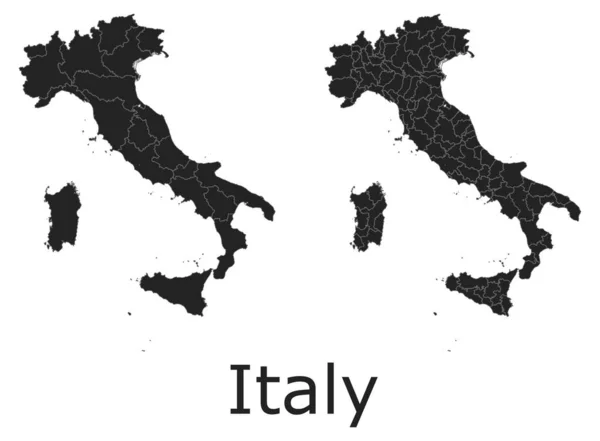 Italie Cartes Vectorielles Avec Régions Administratives Municipalités Départements Frontières — Image vectorielle