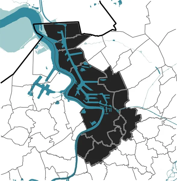 Antwerpen Antwerpen België Kaart Rivieren Water Administratieve Regio Witte Achtergrond — Stockvector