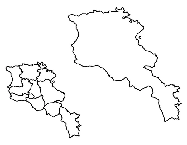 Armenia Schema Mappa Vettoriale Con Confini Amministrativi Regioni Comuni Dipartimenti — Vettoriale Stock