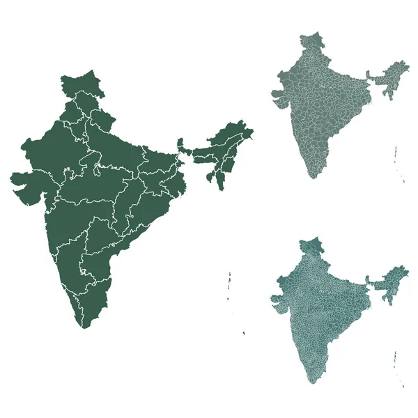 Ινδία Χάρτη Περίγραμμα Διάνυσμα Διοικητικά Σύνορα Περιοχές Δήμους Τμήματα Μαύρο — Διανυσματικό Αρχείο