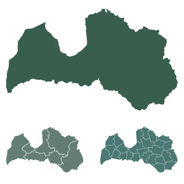 Lettonie Carte Vecteur Contour Avec Des Frontières Administratives Régions Municipalités — Image vectorielle