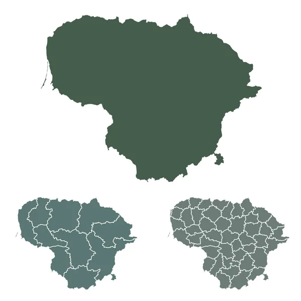 Lituânia Mapa Contorno Vetor Com Fronteiras Administrativas Regiões Municípios Departamentos — Vetor de Stock