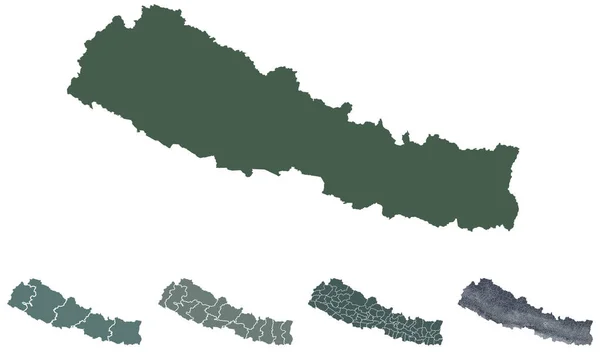 ネパール地図アウトラインベクトル管理境界線 自治体 黒の白の色の部門 インフォグラフィックデザインテンプレートマップ — ストックベクタ