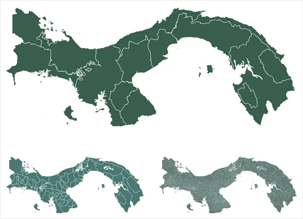 Panamá Mapa Contorno Vetor Com Fronteiras Administrativas Regiões Municípios Departamentos —  Vetores de Stock