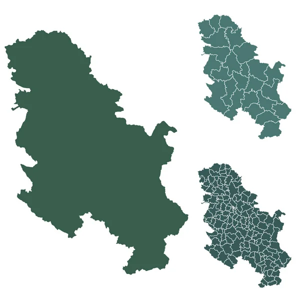 Serbien Karte Umriss Vektor Mit Verwaltungsgrenzen Regionen Gemeinden Departements Schwarz — Stockvektor