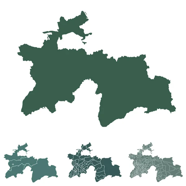 タジキスタン地図のアウトラインベクトルは 行政上の境界線 自治体 黒白の色の部門です インフォグラフィックデザインテンプレートマップ — ストックベクタ