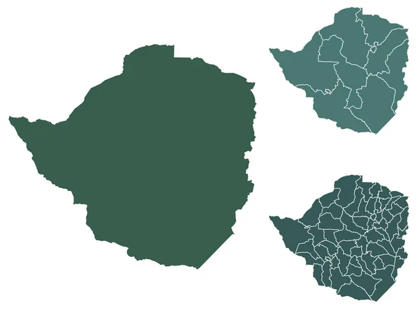 Zimbábue Mapa Vetor Contorno Com Fronteiras Administrativas Regiões Municípios Departamentos —  Vetores de Stock