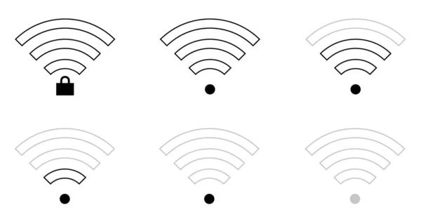 Signo Wifi Plano Iconos Forma Recta Nivel Conexión Bloqueado Desbloqueado — Archivo Imágenes Vectoriales