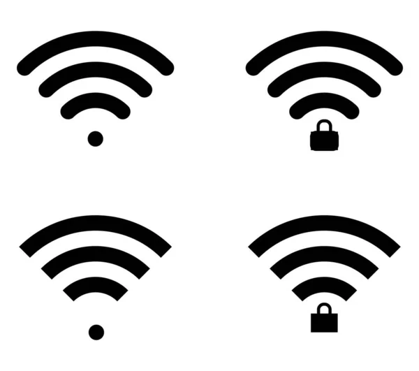 Wifi Symbole Runder Und Gerader Form Gesperrt Und Entsperrt — Stockvektor