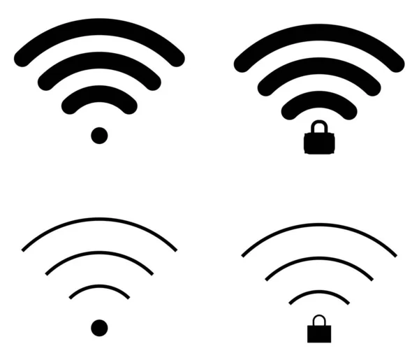 Iconos Wifi Forma Delgada Redonda Con Diferentes Conexiones — Archivo Imágenes Vectoriales