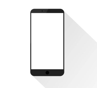 Boş ekranlı, göz kırpan basit bir akıllı telefon modeli. Açık gölge ve beyaz arkaplan.