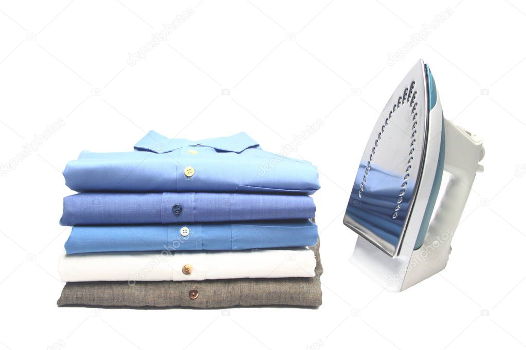 ironed shirts on dry cleaning hanger