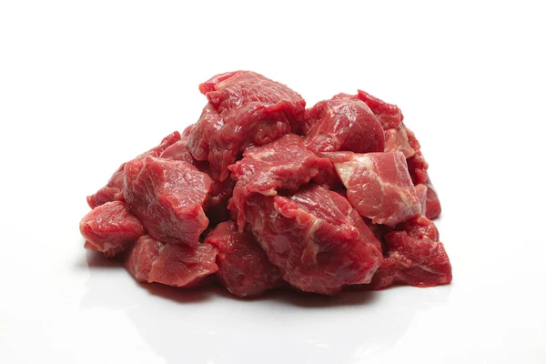 Färskt Rått Kött Vit Bakgrund — Stockfoto