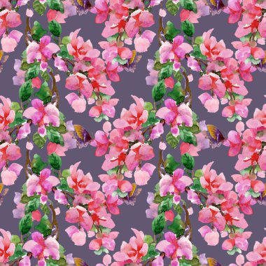 çiçek ve renkli kelebekler ile desen