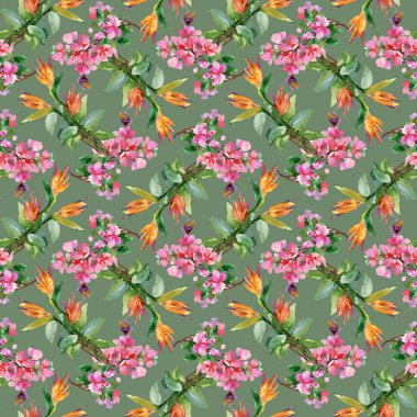 pembe ve Sarı çiçekli desen