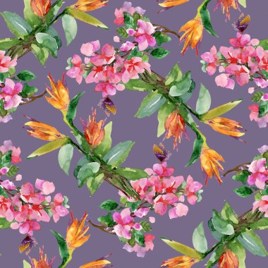 pembe ve Sarı çiçekli desen