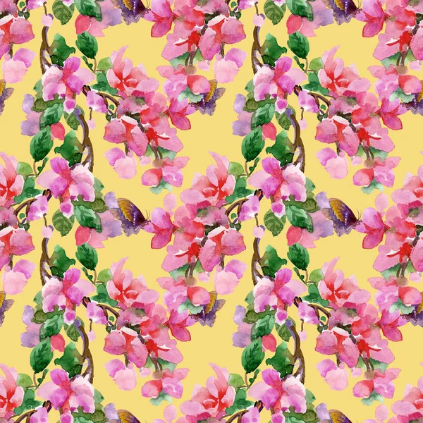 Muster mit Blumen und bunten Schmetterlingen — Stockfoto