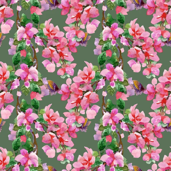 Muster mit Blumen und bunten Schmetterlingen — Stockfoto