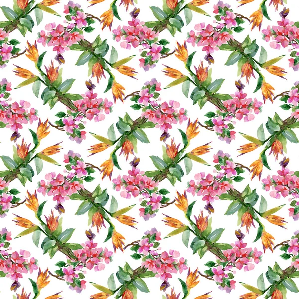 Pattern with pink and yellow flowers — Stock Photo, Image