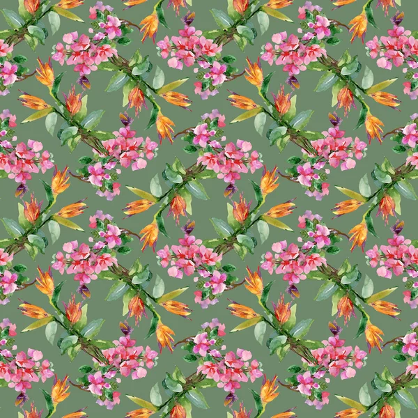 Patroon met roze en gele bloemen — Stockfoto