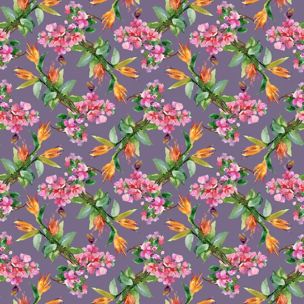 Pattern with pink and yellow flowers — Stock Photo, Image