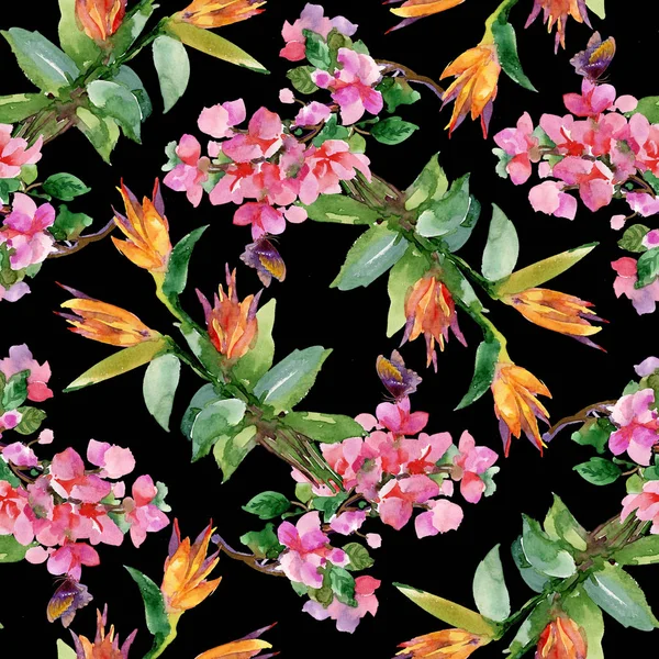 Μοτίβο με τα ροζ και κίτρινα λουλούδια — Φωτογραφία Αρχείου