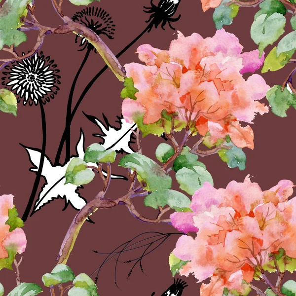 Akwarela kwiatowy bezszwowy wzór — Zdjęcie stockowe