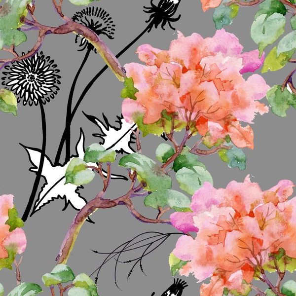 Акварельний квітковий безшовний візерунок — стокове фото