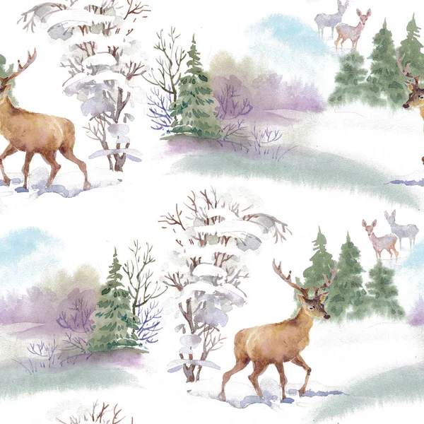 Бесшовный узор с зимними оленями — стоковое фото