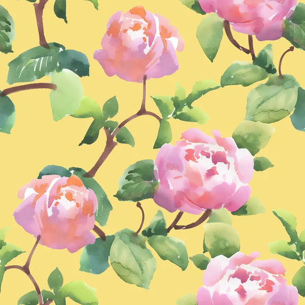 水彩花のシームレスなパターン — ストック写真