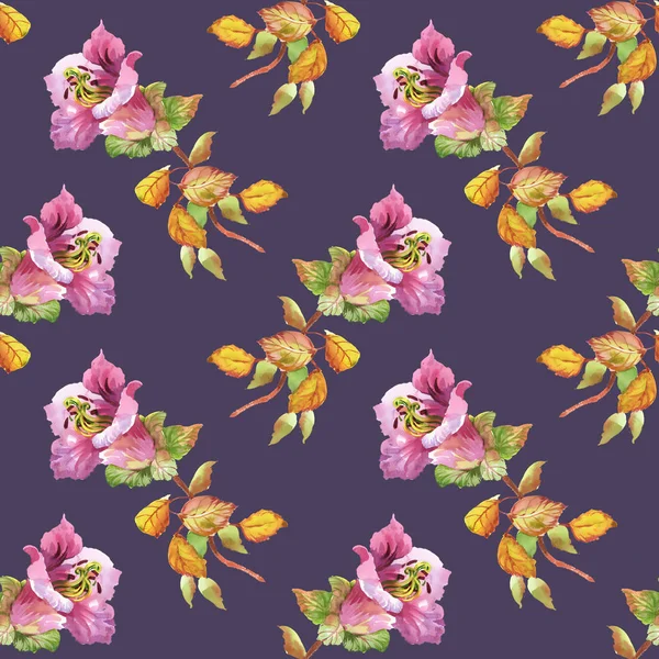 Bezešvé vzor s růžovými květy — Stock fotografie