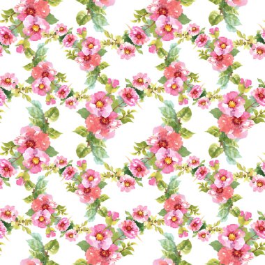 Pembe çiçekli kusursuz desen