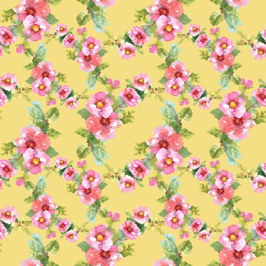 Pembe çiçekli kusursuz desen
