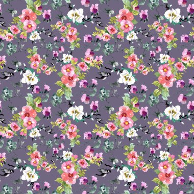 çiçekler ve kuşlar ile renkli desen