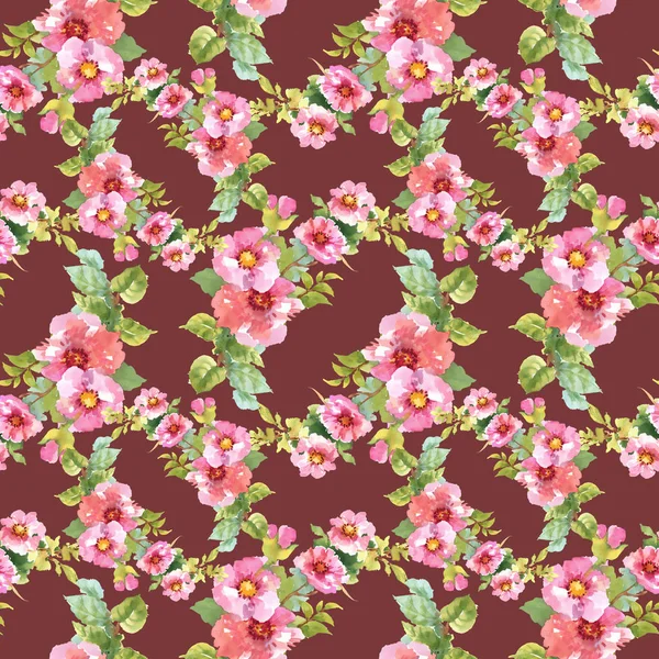Patrón sin costura con flores rosadas —  Fotos de Stock