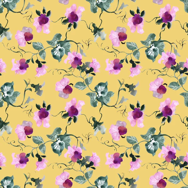 Απρόσκοπτη μοτίβο με μοβ λουλούδια — Φωτογραφία Αρχείου