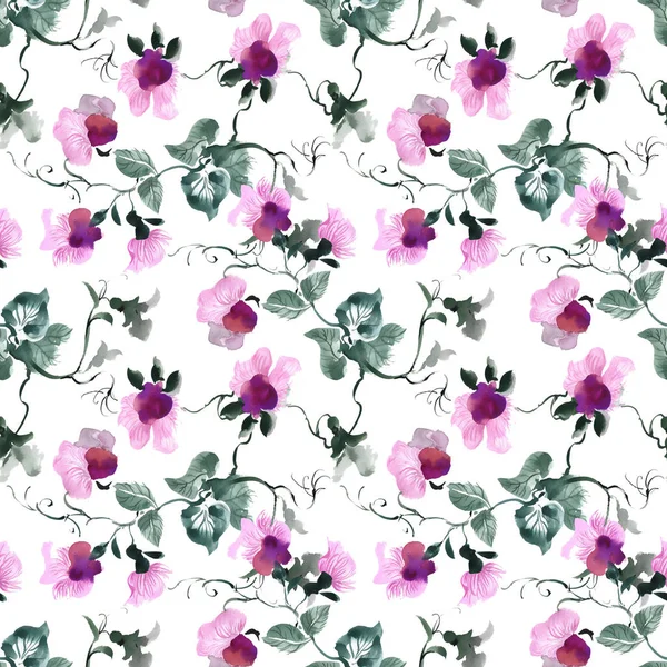 Seamless pattern with purple flowers — Stock Photo, Image