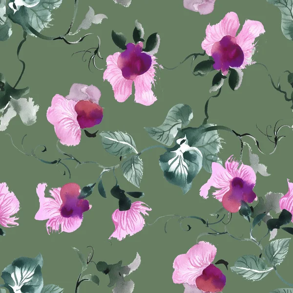 seamless pattern with purple  flowers