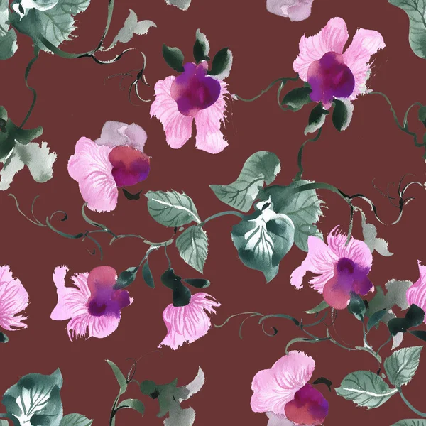 Seamless pattern with purple flowers — Stock Photo, Image