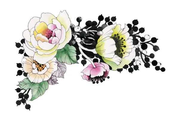 그려진된 여름 꽃 손 — 스톡 사진