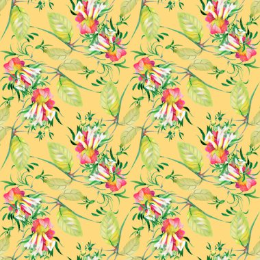 Çiçekler ve yapraklar pürüzsüz desen 